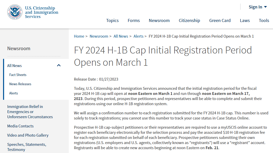 皇冠信用盘在线注册_重磅皇冠信用盘在线注册！2024财年美国H-1B抽签注册将于3月1日开始